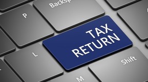 Image shows a blue Tax Return button