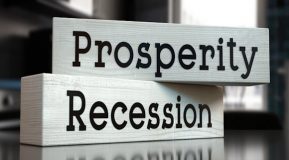 prosperity recession words on wooden blocks 3d illustration