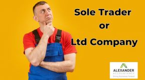 Tradesman thinking text says sole trader and Ltd company