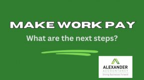 Green background white text Make work pay overlayed with logo image - This image was created using Canva Pro