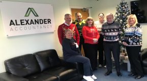 Staff at Alexander Accountancy wearing their Christmas Jumpers in support of Burton on Trent YMCA