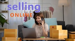 Smiling happy young woman entrepreneur receiving phone call for new sales order among boxes of product with laptop computer - image from Freepik premium