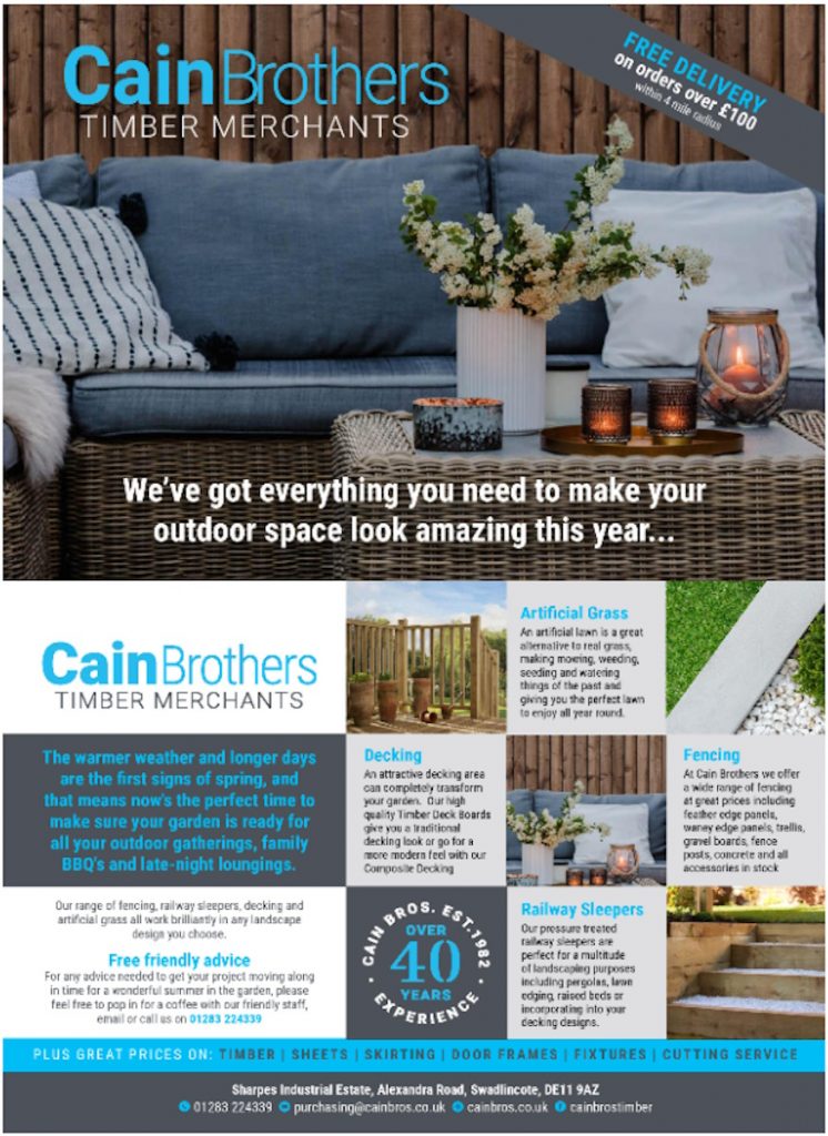 Cain Brother Builders and timber merchants flyer showing products and services offered by the company