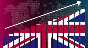 United Kingdom bar chart graph, increasing values, country statistics concept, United Kingdom flag - Freepik Premium